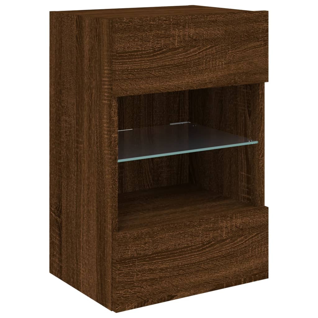 TV-Wandschrank mit LED-Leuchten Braun Eichen-Optik 40x30x60,5cm - Pazzar.ch