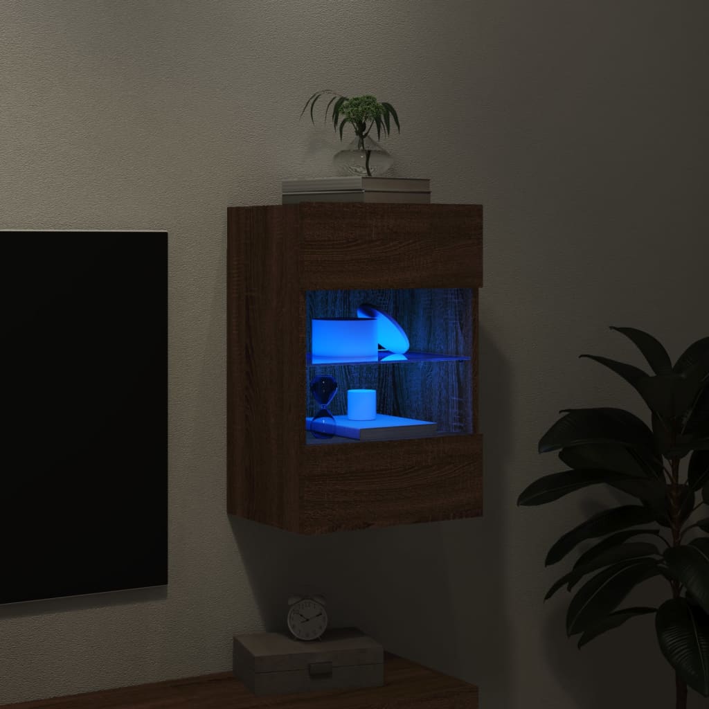TV-Wandschrank mit LED-Leuchten Braun Eichen-Optik 40x30x60,5cm - Pazzar.ch