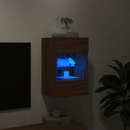 TV-Wandschrank mit LED-Leuchten Braun Eichen-Optik 40x30x60,5cm - Pazzar.ch