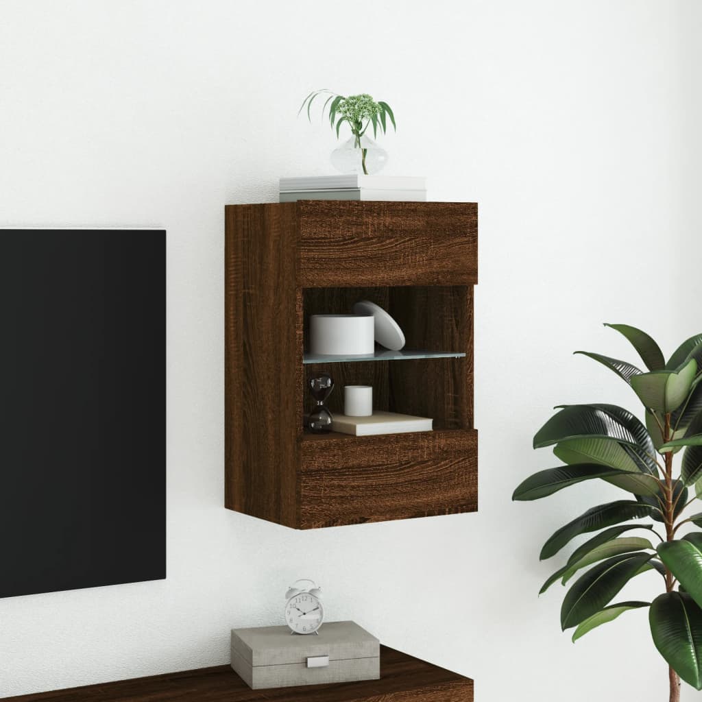 TV-Wandschrank mit LED-Leuchten Braun Eichen-Optik 40x30x60,5cm - Pazzar.ch