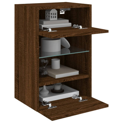 TV-Wandschrank mit LED-Leuchten Braun Eichen-Optik 40x30x60,5cm - Pazzar.ch