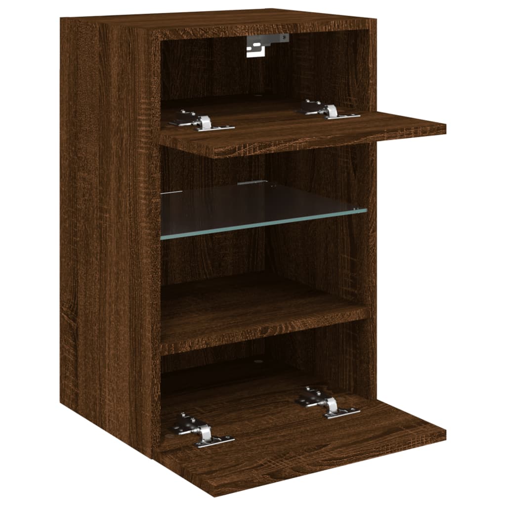 TV-Wandschrank mit LED-Leuchten Braun Eichen-Optik 40x30x60,5cm - Pazzar.ch