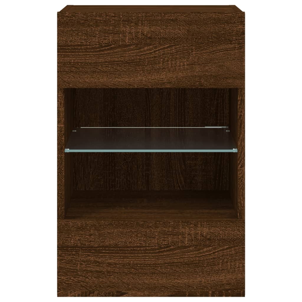 TV-Wandschrank mit LED-Leuchten Braun Eichen-Optik 40x30x60,5cm - Pazzar.ch