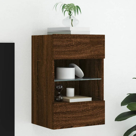 TV-Wandschrank mit LED-Leuchten Braun Eichen-Optik 40x30x60,5cm - Pazzar.ch