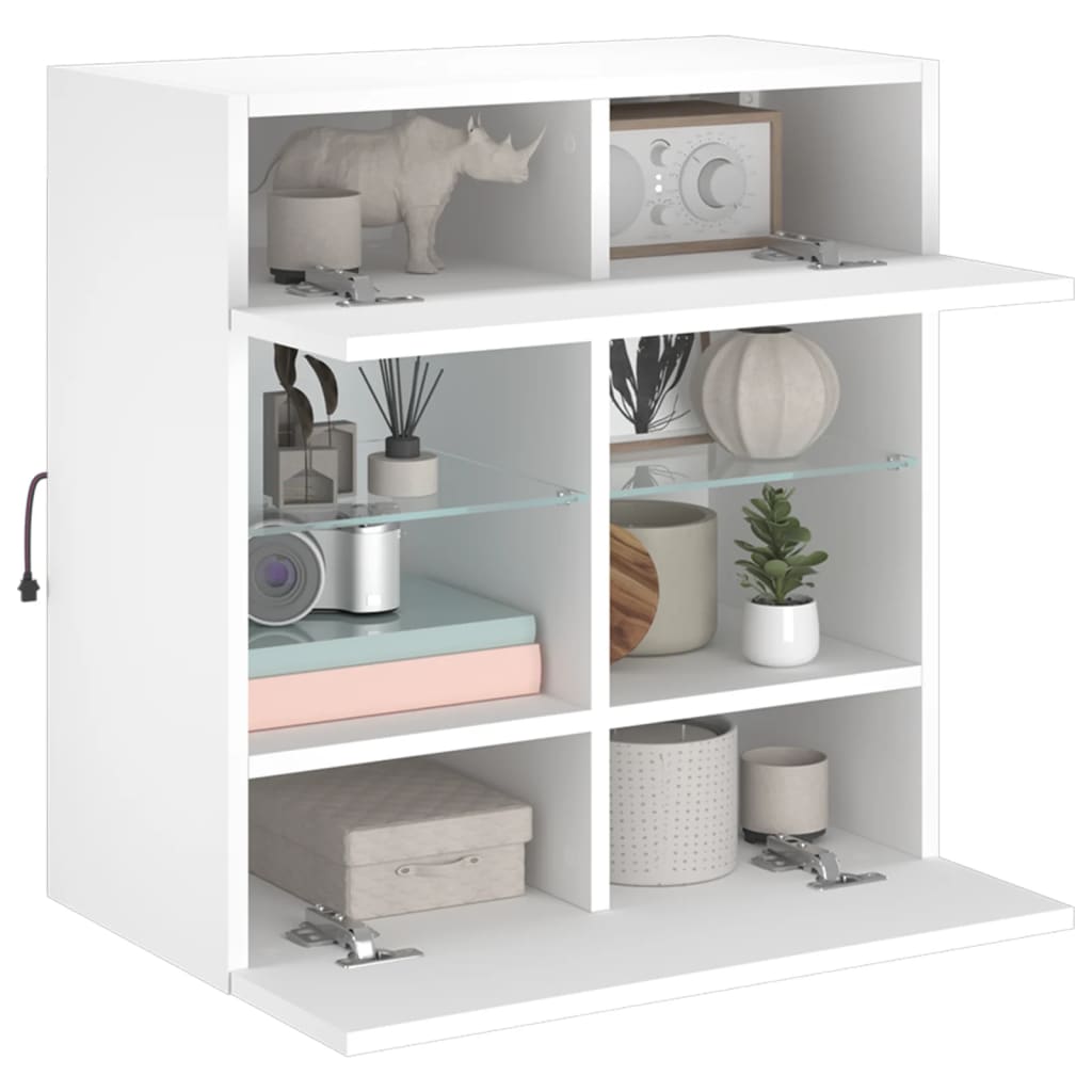 TV-Wandschrank mit LED-Leuchten Weiß 58,5x30x60,5 cm - Pazzar.ch