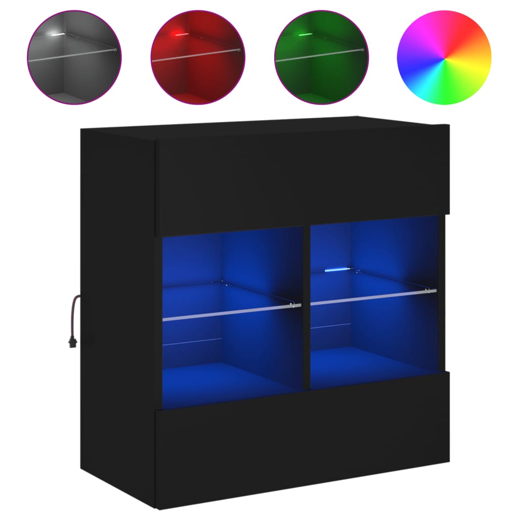 TV-Wandschrank mit LED-Leuchten Schwarz 58,5x30x60,5 cm - Pazzar.ch