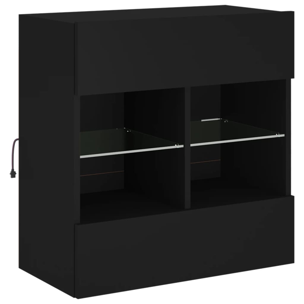 TV-Wandschrank mit LED-Leuchten Schwarz 58,5x30x60,5 cm - Pazzar.ch