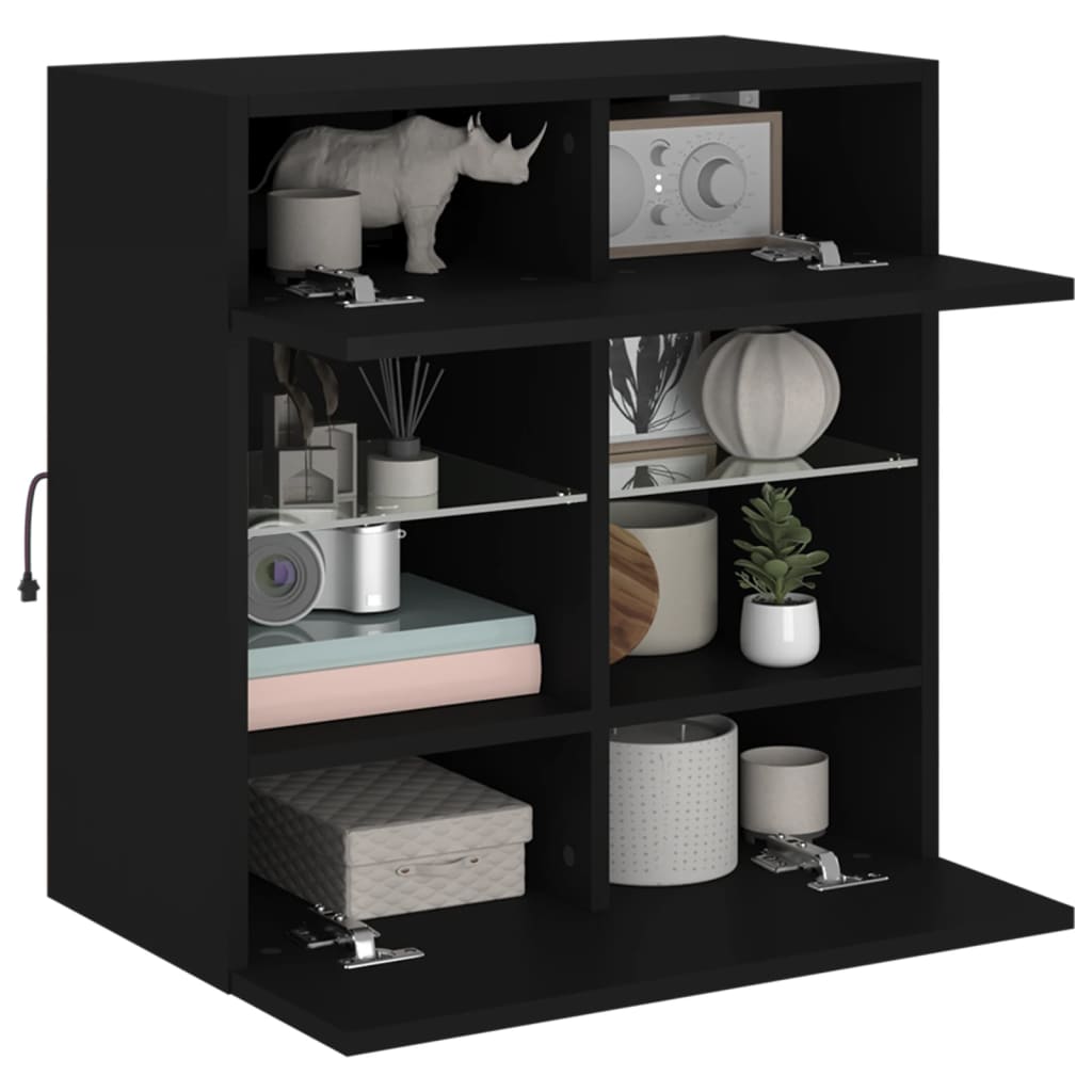 TV-Wandschrank mit LED-Leuchten Schwarz 58,5x30x60,5 cm - Pazzar.ch