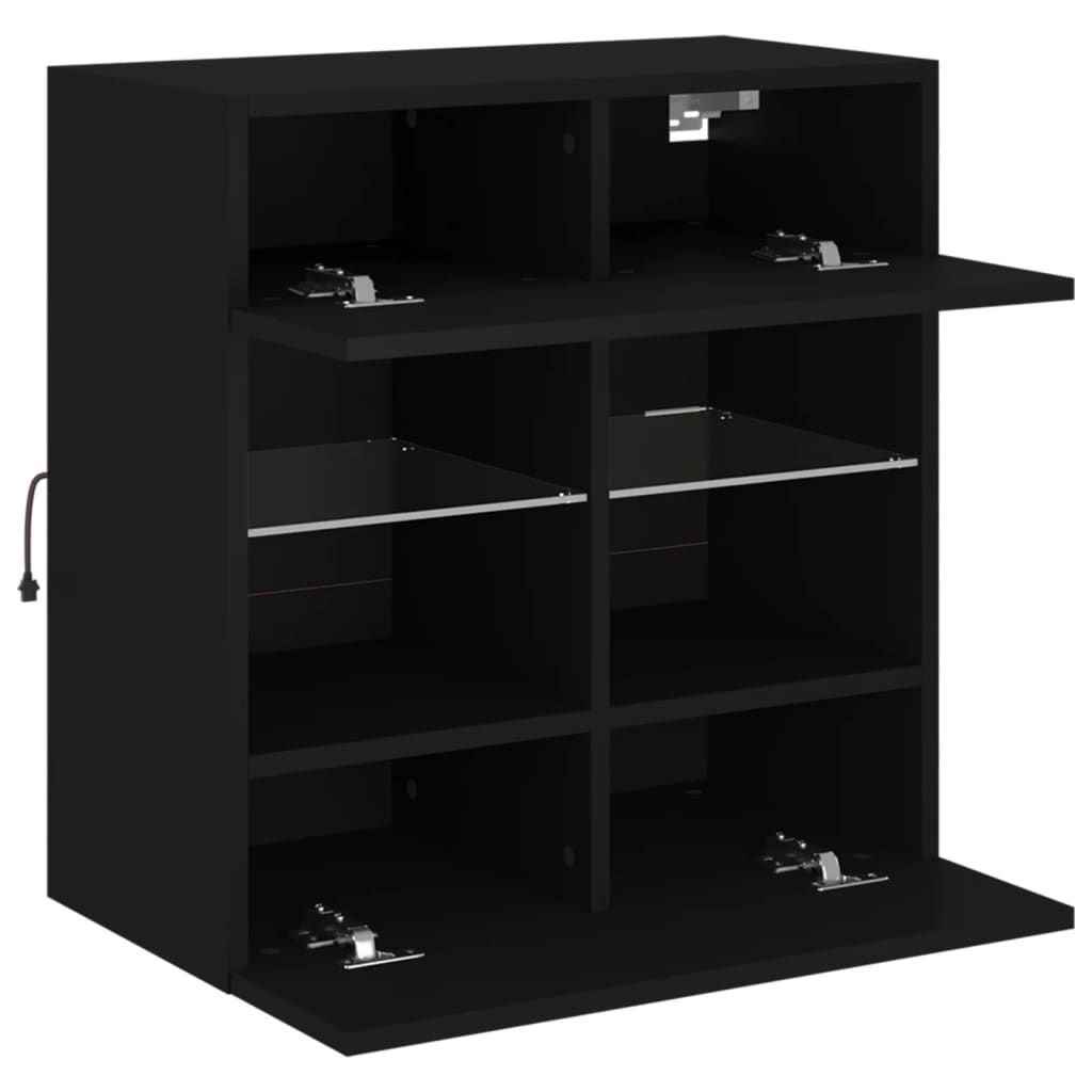TV-Wandschrank mit LED-Leuchten Schwarz 58,5x30x60,5 cm - Pazzar.ch