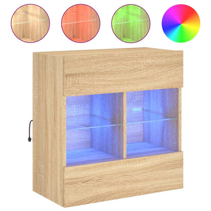 TV-Wandschrank mit LED-Leuchten Sonoma-Eiche 58,5x30x60,5 cm - Pazzar.ch