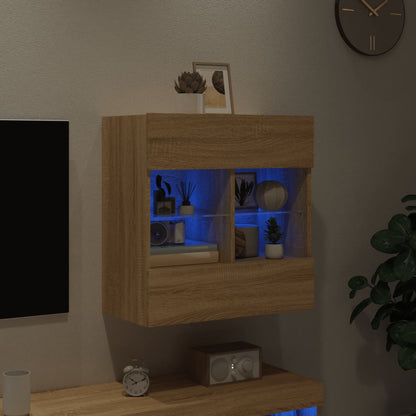 TV-Wandschrank mit LED-Leuchten Sonoma-Eiche 58,5x30x60,5 cm - Pazzar.ch