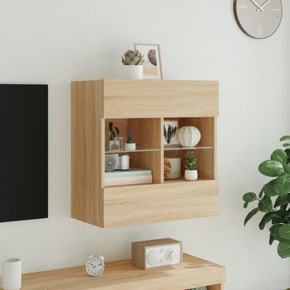TV-Wandschrank mit LED-Leuchten Sonoma-Eiche 58,5x30x60,5 cm - Pazzar.ch