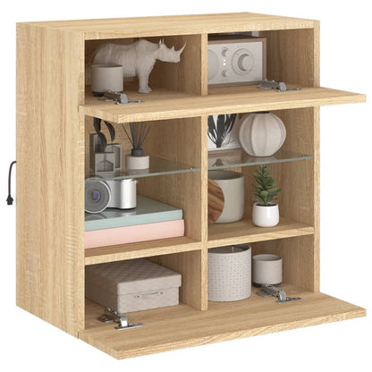 TV-Wandschrank mit LED-Leuchten Sonoma-Eiche 58,5x30x60,5 cm - Pazzar.ch