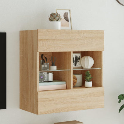 TV-Wandschrank mit LED-Leuchten Sonoma-Eiche 58,5x30x60,5 cm - Pazzar.ch