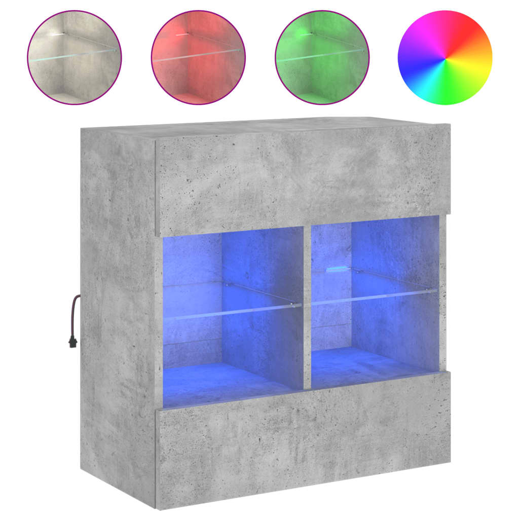 TV-Wandschrank mit LED-Leuchten Betongrau 58,5x30x60,5 cm - Pazzar.ch