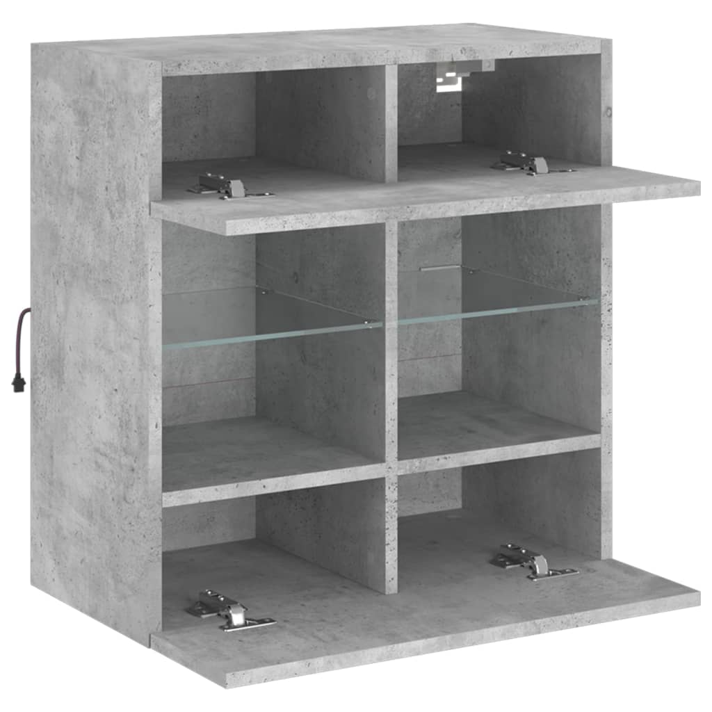 TV-Wandschrank mit LED-Leuchten Betongrau 58,5x30x60,5 cm - Pazzar.ch