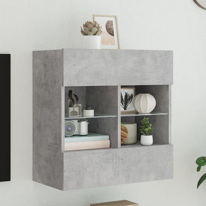 TV-Wandschrank mit LED-Leuchten Betongrau 58,5x30x60,5 cm - Pazzar.ch