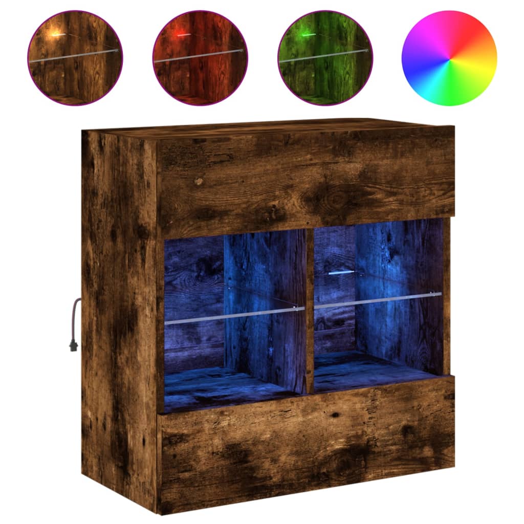 TV-Wandschrank mit LED-Leuchten Räuchereiche 58,5x30x60,5 cm - Pazzar.ch