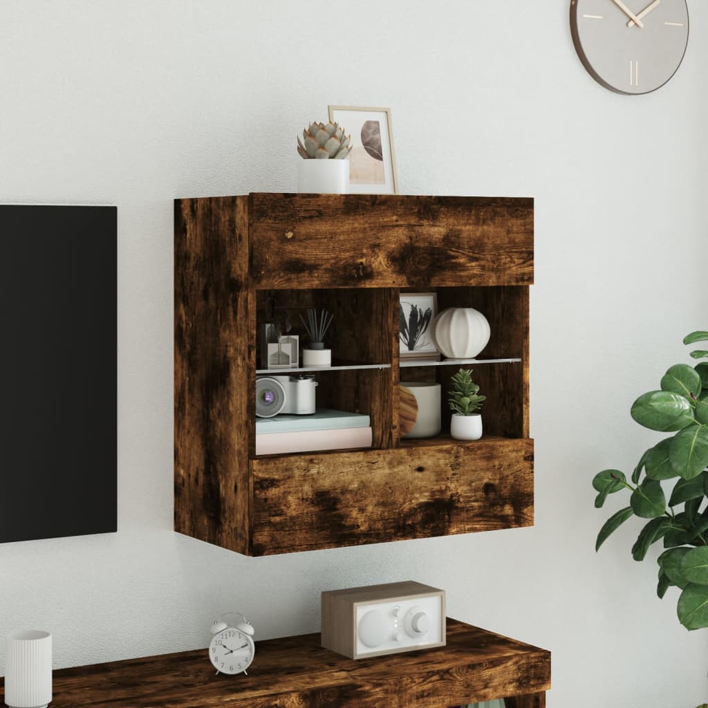 TV-Wandschrank mit LED-Leuchten Räuchereiche 58,5x30x60,5 cm - Pazzar.ch