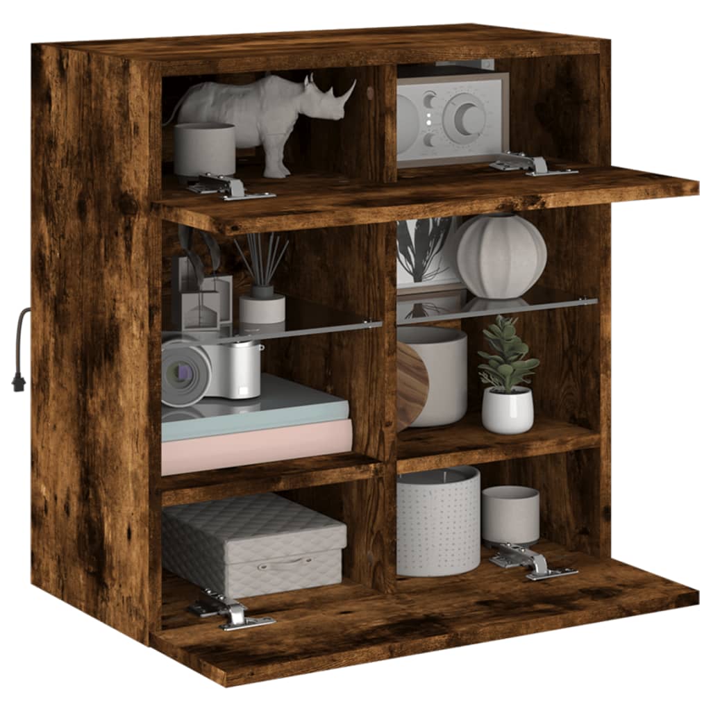 TV-Wandschrank mit LED-Leuchten Räuchereiche 58,5x30x60,5 cm - Pazzar.ch