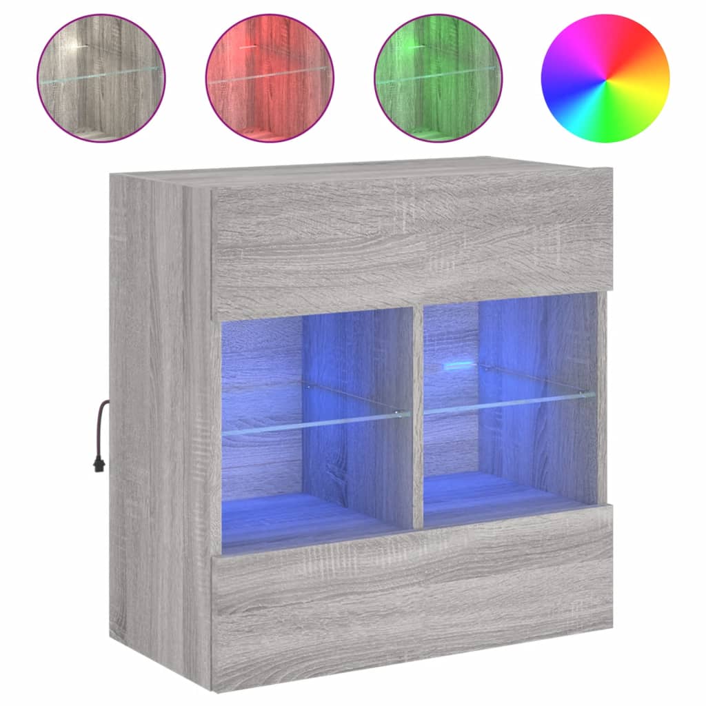 TV-Wandschrank mit LED-Leuchten Grau Sonoma 58,5x30x60,5 cm - Pazzar.ch