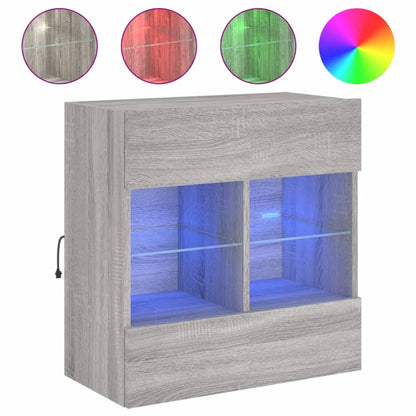 TV-Wandschrank mit LED-Leuchten Grau Sonoma 58,5x30x60,5 cm - Pazzar.ch