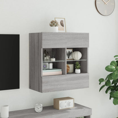 TV-Wandschrank mit LED-Leuchten Grau Sonoma 58,5x30x60,5 cm - Pazzar.ch