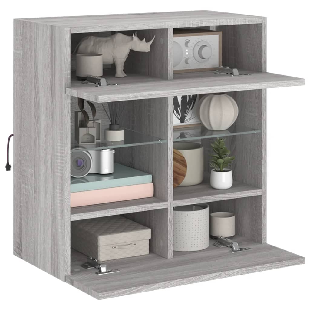 TV-Wandschrank mit LED-Leuchten Grau Sonoma 58,5x30x60,5 cm - Pazzar.ch