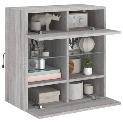 TV-Wandschrank mit LED-Leuchten Grau Sonoma 58,5x30x60,5 cm - Pazzar.ch
