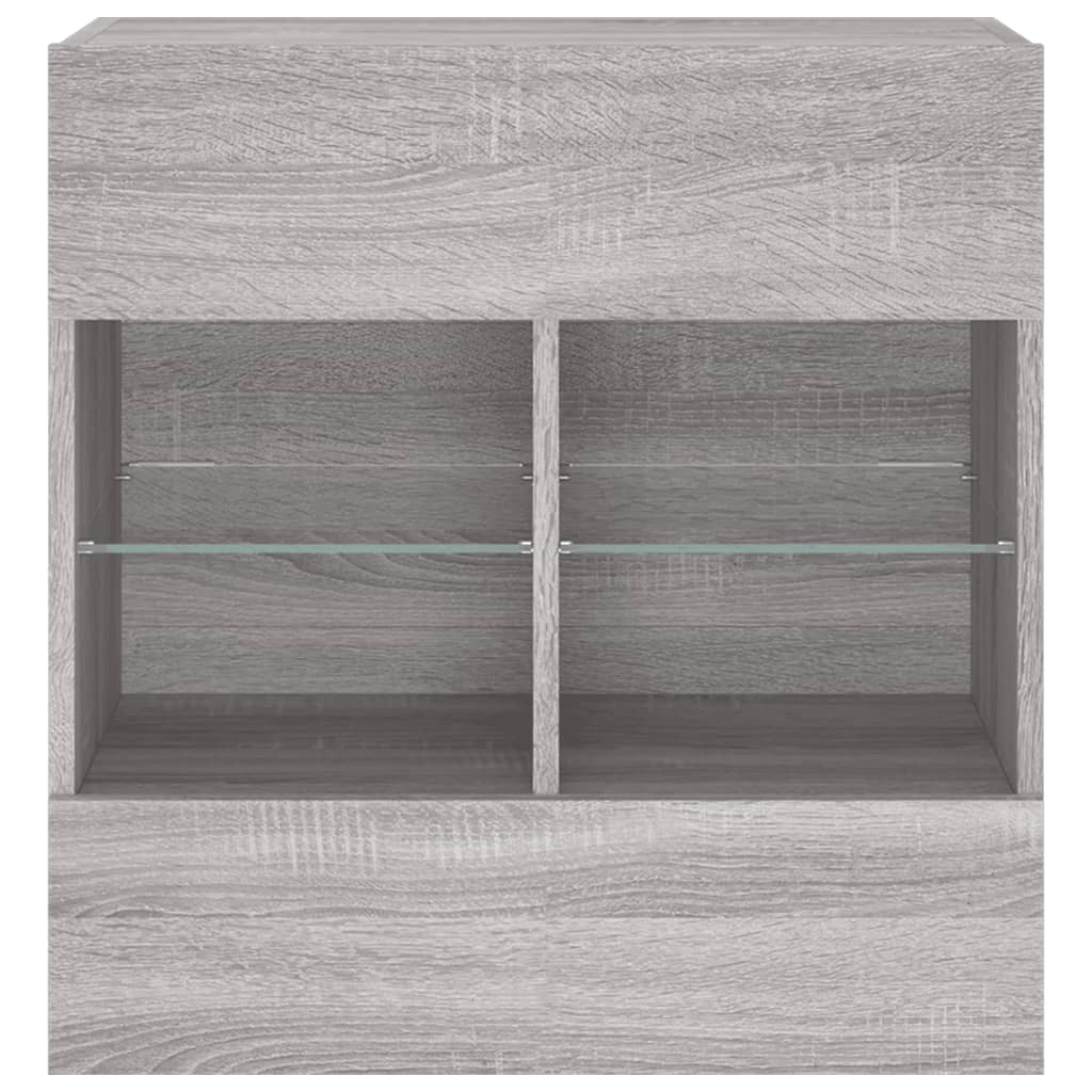 TV-Wandschrank mit LED-Leuchten Grau Sonoma 58,5x30x60,5 cm - Pazzar.ch