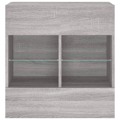 TV-Wandschrank mit LED-Leuchten Grau Sonoma 58,5x30x60,5 cm - Pazzar.ch