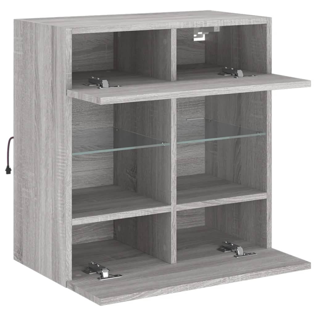 TV-Wandschrank mit LED-Leuchten Grau Sonoma 58,5x30x60,5 cm - Pazzar.ch