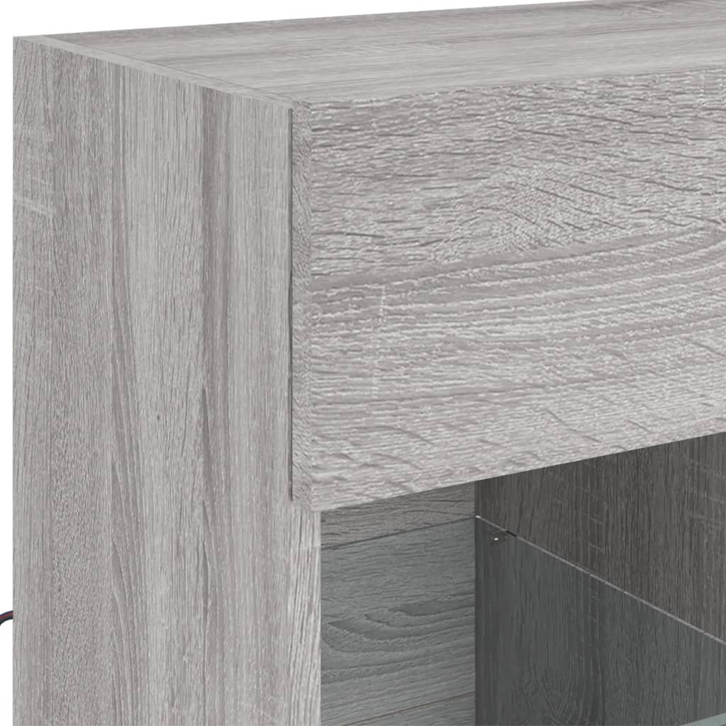 TV-Wandschrank mit LED-Leuchten Grau Sonoma 58,5x30x60,5 cm - Pazzar.ch