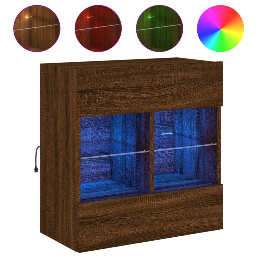 TV-Wandschrank mit LED-Leuchten Braun Eichen-Optik - Pazzar.ch