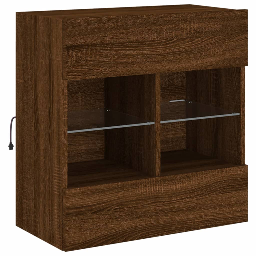 TV-Wandschrank mit LED-Leuchten Braun Eichen-Optik - Pazzar.ch
