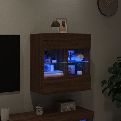 TV-Wandschrank mit LED-Leuchten Braun Eichen-Optik - Pazzar.ch