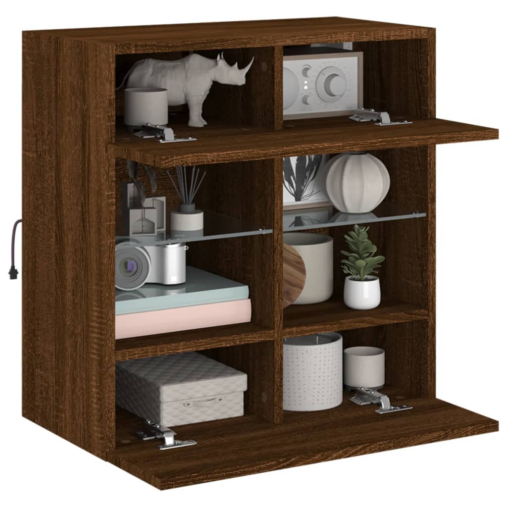 TV-Wandschrank mit LED-Leuchten Braun Eichen-Optik - Pazzar.ch