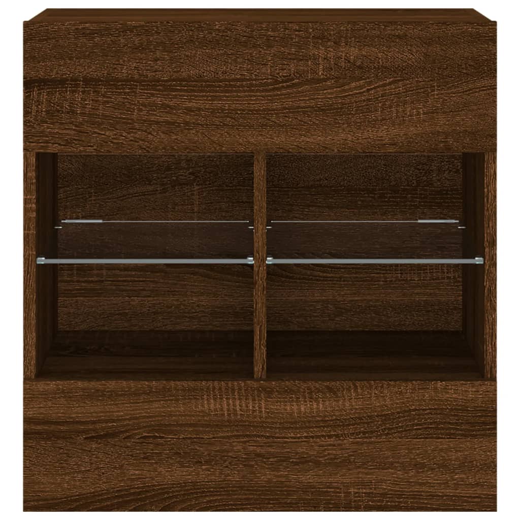 TV-Wandschrank mit LED-Leuchten Braun Eichen-Optik - Pazzar.ch