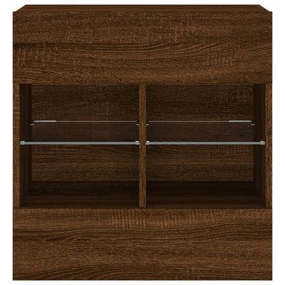 TV-Wandschrank mit LED-Leuchten Braun Eichen-Optik - Pazzar.ch