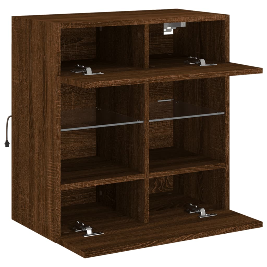 TV-Wandschrank mit LED-Leuchten Braun Eichen-Optik - Pazzar.ch