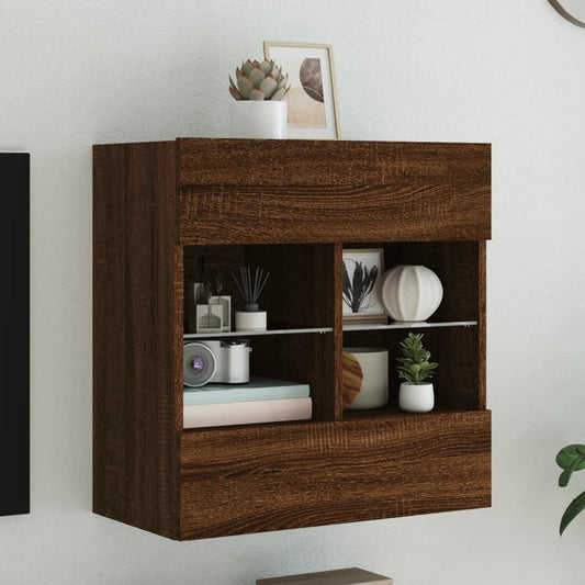 TV-Wandschrank mit LED-Leuchten Braun Eichen-Optik - Pazzar.ch