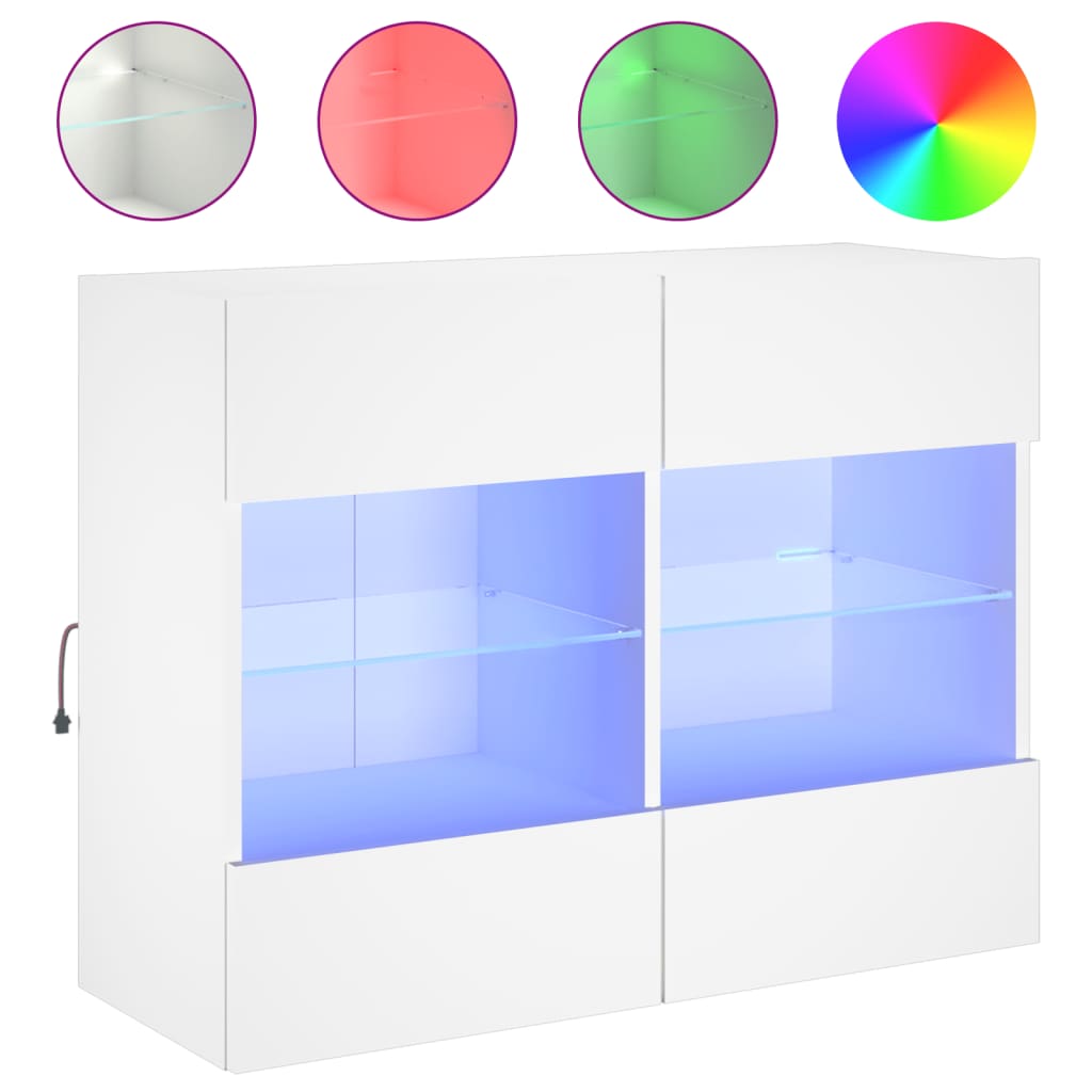 TV-Wandschrank mit LED-Leuchten Weiß 78,5x30x60,5 cm - Pazzar.ch