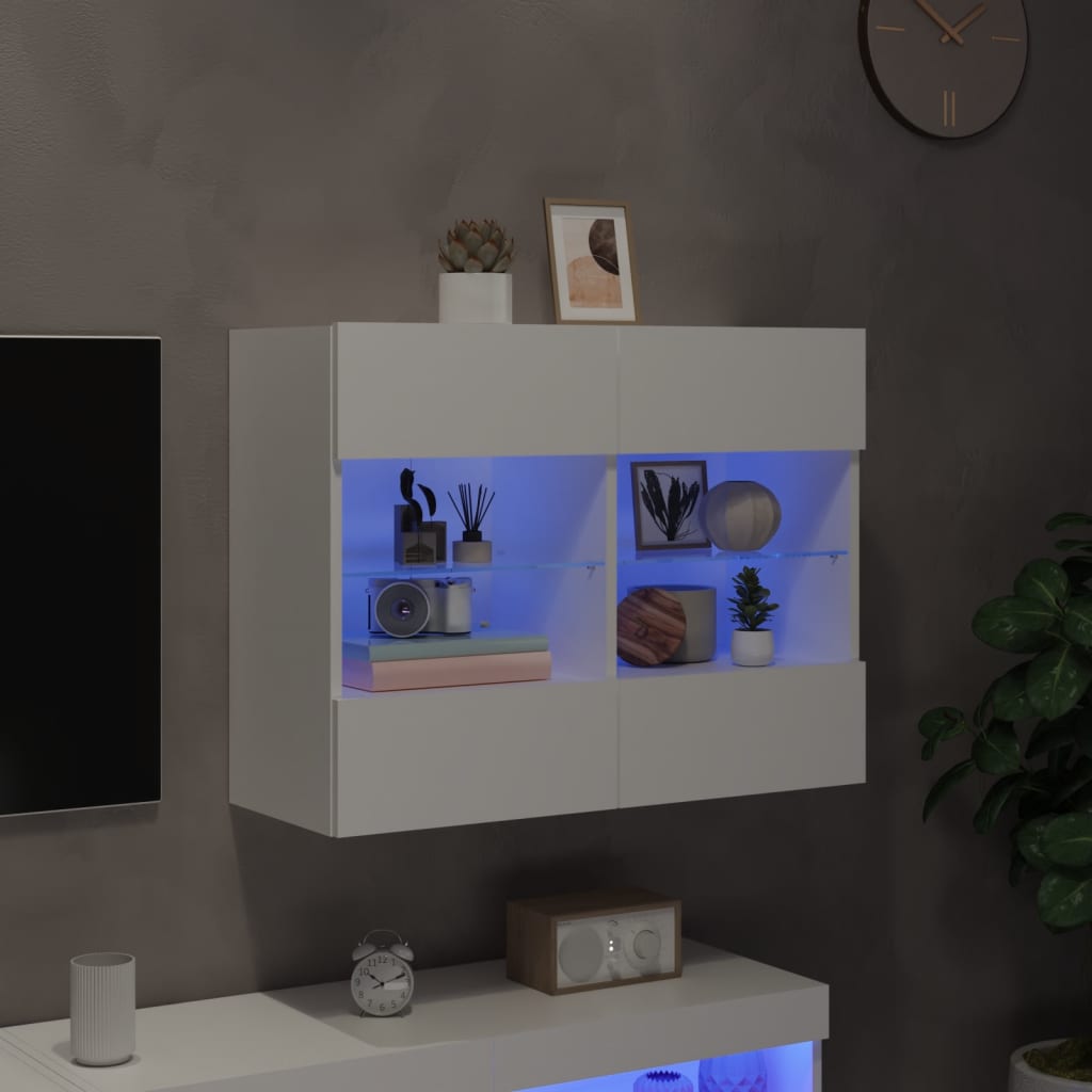TV-Wandschrank mit LED-Leuchten Weiß 78,5x30x60,5 cm - Pazzar.ch