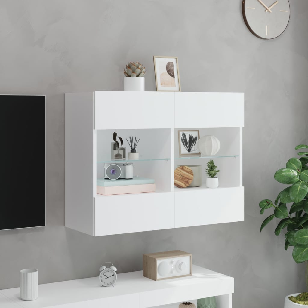 TV-Wandschrank mit LED-Leuchten Weiß 78,5x30x60,5 cm - Pazzar.ch