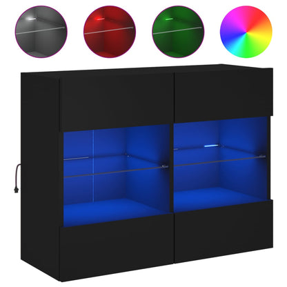TV-Wandschrank mit LED-Leuchten Schwarz 78,5x30x60,5 cm - Pazzar.ch