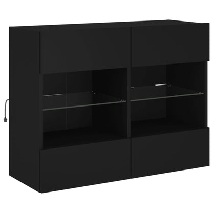 TV-Wandschrank mit LED-Leuchten Schwarz 78,5x30x60,5 cm - Pazzar.ch