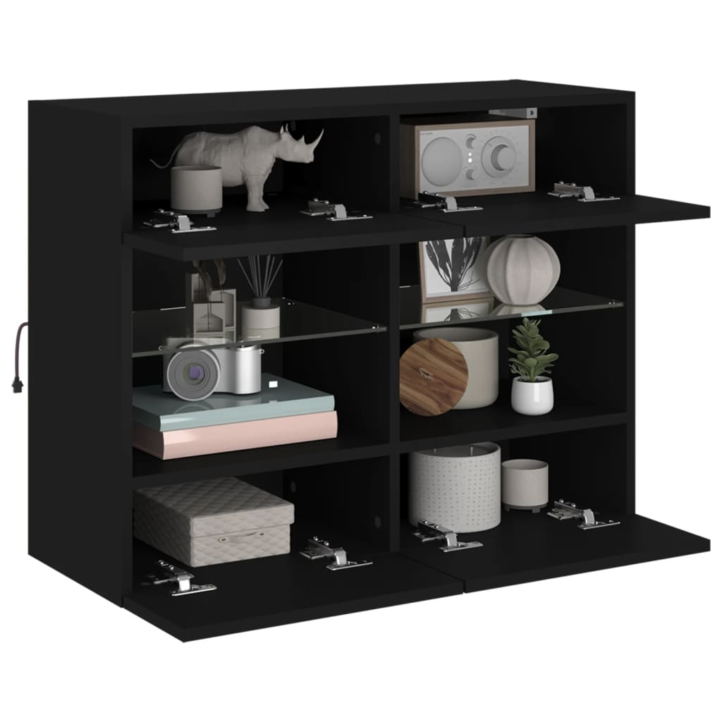 TV-Wandschrank mit LED-Leuchten Schwarz 78,5x30x60,5 cm - Pazzar.ch