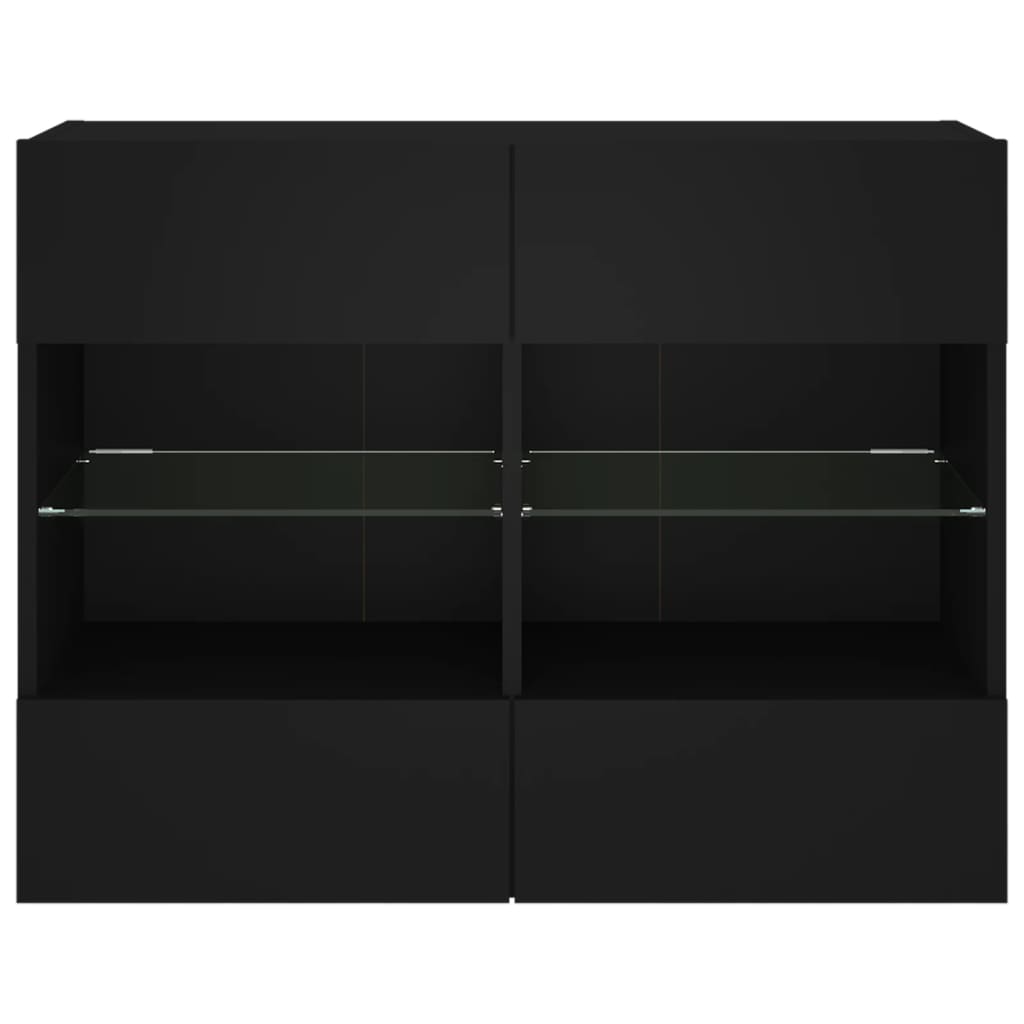TV-Wandschrank mit LED-Leuchten Schwarz 78,5x30x60,5 cm - Pazzar.ch