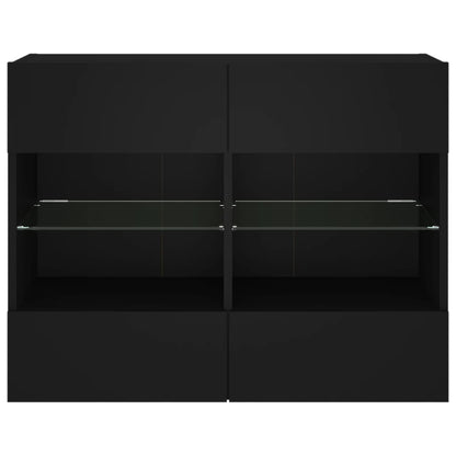 TV-Wandschrank mit LED-Leuchten Schwarz 78,5x30x60,5 cm - Pazzar.ch