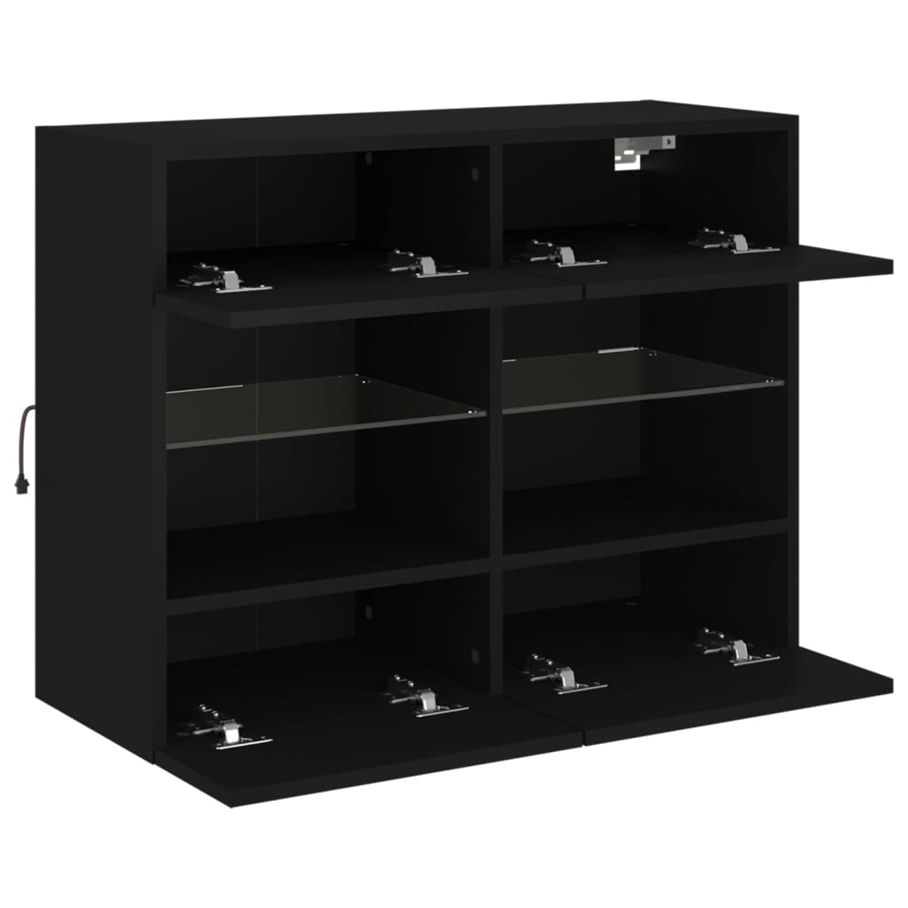TV-Wandschrank mit LED-Leuchten Schwarz 78,5x30x60,5 cm - Pazzar.ch